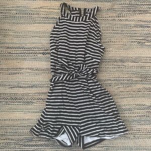 Black and White Striped Romper